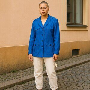 Dana B & Karen Vintage Linen & Silk Blend Blazer Ladies 14 $258 Value TEAL